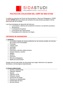 POLÍTICA DE COLECCIÓN DEL CDRP DE SIDA STUDI