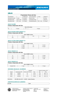 Propiedades Físicas del Gas HELIO GLOBO Pureza e Impurezas