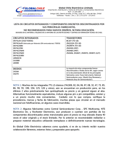 LISTA DE CIRCUITOS INTEGRADOS Y COMPONENTES