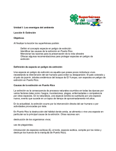 Unidad I: Los enemigos del ambiente Lección 9: Extinción Objetivos