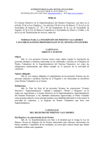 NPB4-42 Normas para la Inscripción de Peritos Valuadores y sus