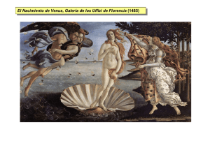 El Nacimiento de Venus, Galería de los Uffizi de Florencia (1485) El