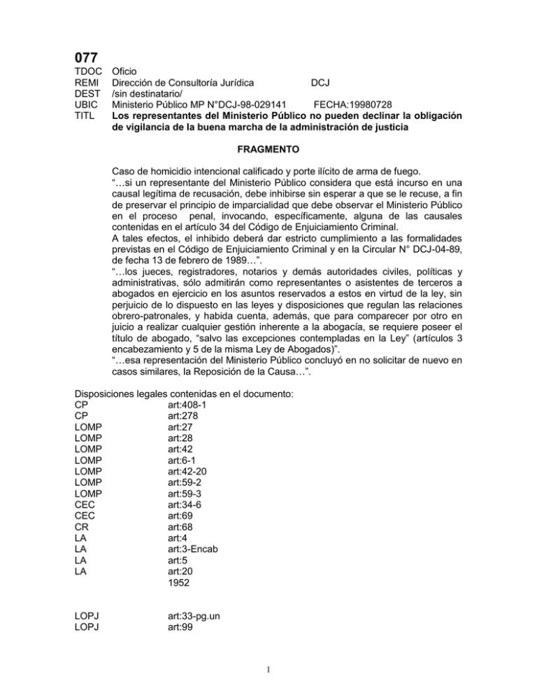 Texto Completo Ministerio Publico Texto Completo Ministerio Publico