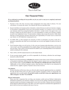 Our Financial Policy - Prado Vision Center