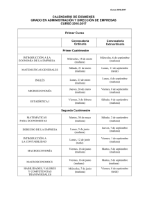 Primer Curso CALENDARIO DE EXÁMENES GRADO EN