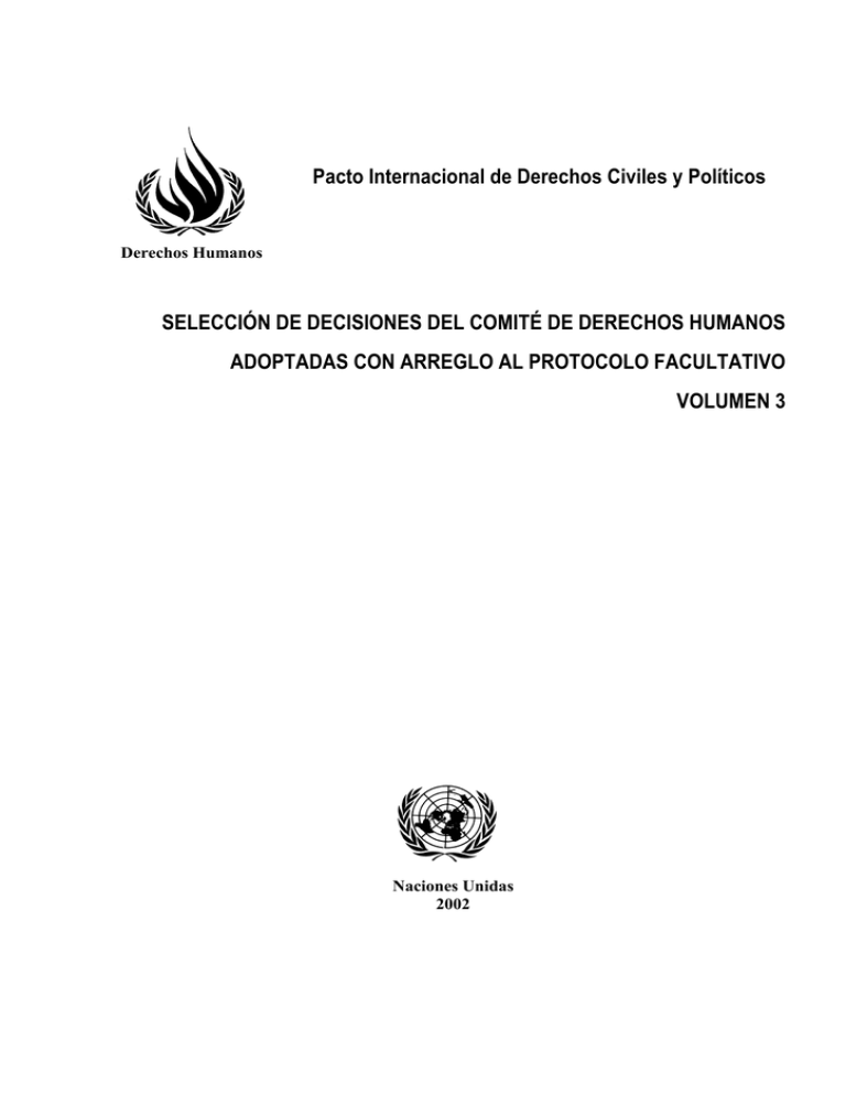 Pacto Internacional De Derechos Civiles Y Políticos SELECCIÓN DE