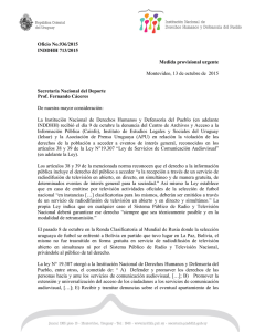 Oficio No.936/2015 INDDHH 713/2015 Medida provisional urgente