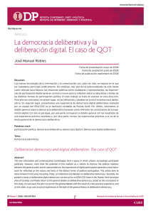La democracia deliberativa y la deliberación digital. El caso de QOT
