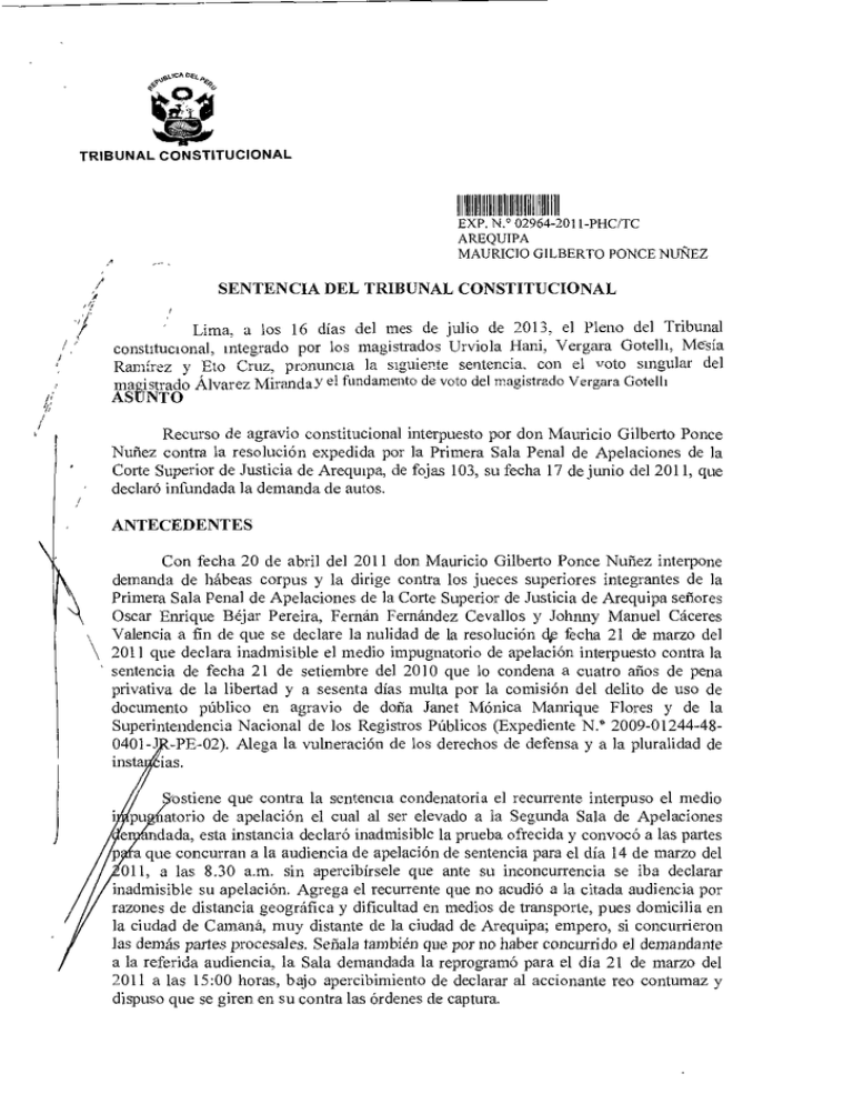 2964-2011-PHC/TC - Tribunal Constitucional