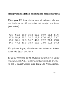 Resumiendo datos continuos: el histograma Ejemplo 22 Los datos