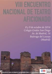 8 y 9 de octubre de 2016 Colegio Gredos San Diego Av. de Madrid