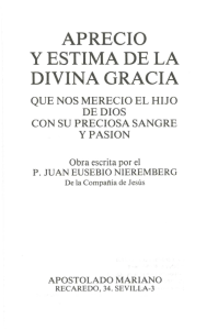 aprecio y estima de la divina gracia