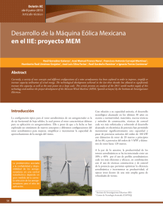 Desarrollo de la Máquina Eólica Mexicana en el IIE: proyecto MEM