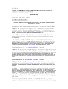 IMPUESTOS Régimen de crédito fiscal para los establecimientos