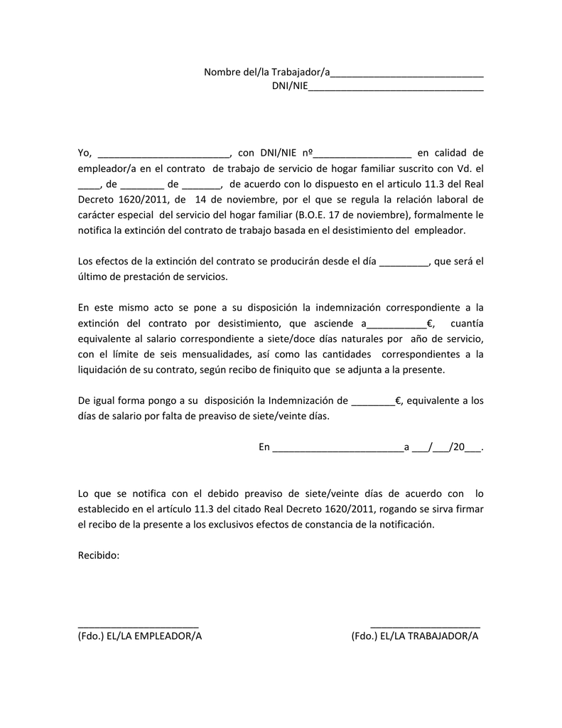 Ejemplo Carta Baja Voluntaria Sin Preaviso - Modelo de Informe