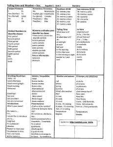 Telling time and. Weather - Voc.