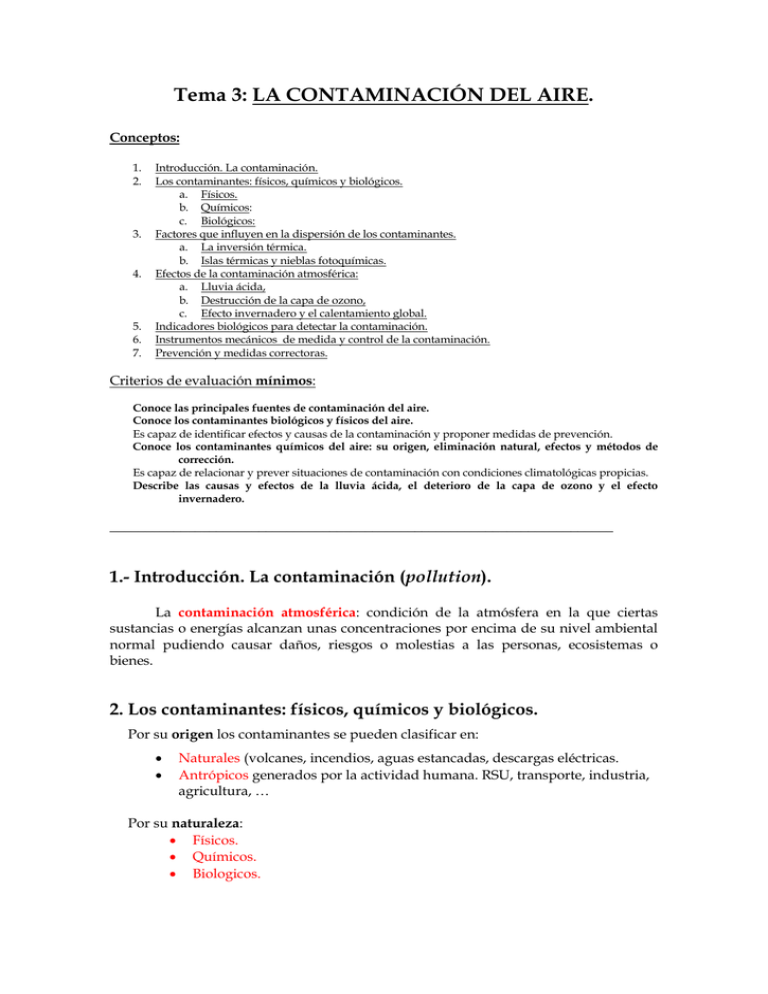 Tema 2: LA CONTAMINACIÓN DEL AIRE