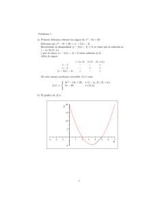 Problema 1 a) Primero debemos obtener los signos de x% )x