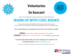 Voluntarios Se buscan! WARM UP WITH COOL BOOKS!