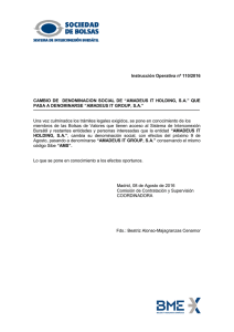 Instrucción Operativa nº 110/2016 CAMBIO DE DENOMINACION