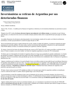 Inversionistas se retiran de Argentina por sus deterioradas finanzas