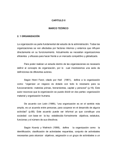 CAPITULO II MARCO TEÓRICO 2. 1 ORGANIZACIÓN La