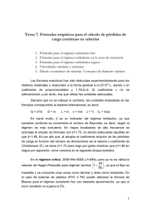 Tema 7. Fórmulas empíricas para el cálculo de pérdidas de carga