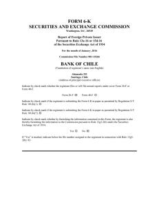FORM 6-K SECURITIES AND EXCHANGE COMMISSION BANK OF