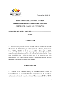 Recurso No. 353-2012 CORTE NACIONAL DE JUSTICIA DEL