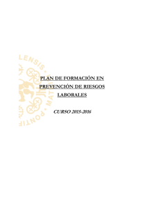 Plan de Formación en Prevención de Riesgos Laborales 2015-2016