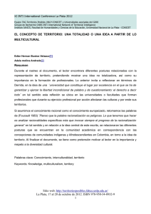 EL CONCEPTO DE TERRITORIO: UNA TOTALIDAD O UNA IDEA A