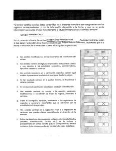 Por el presente informe, la entidad CABE` central America Found