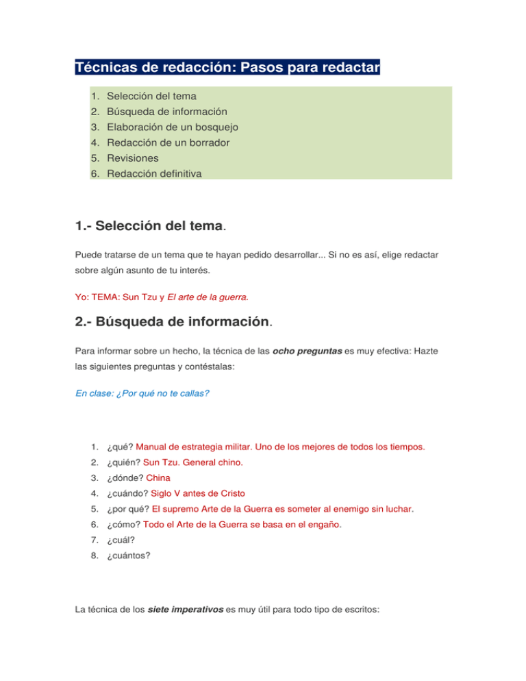 Técnicas De Redacción