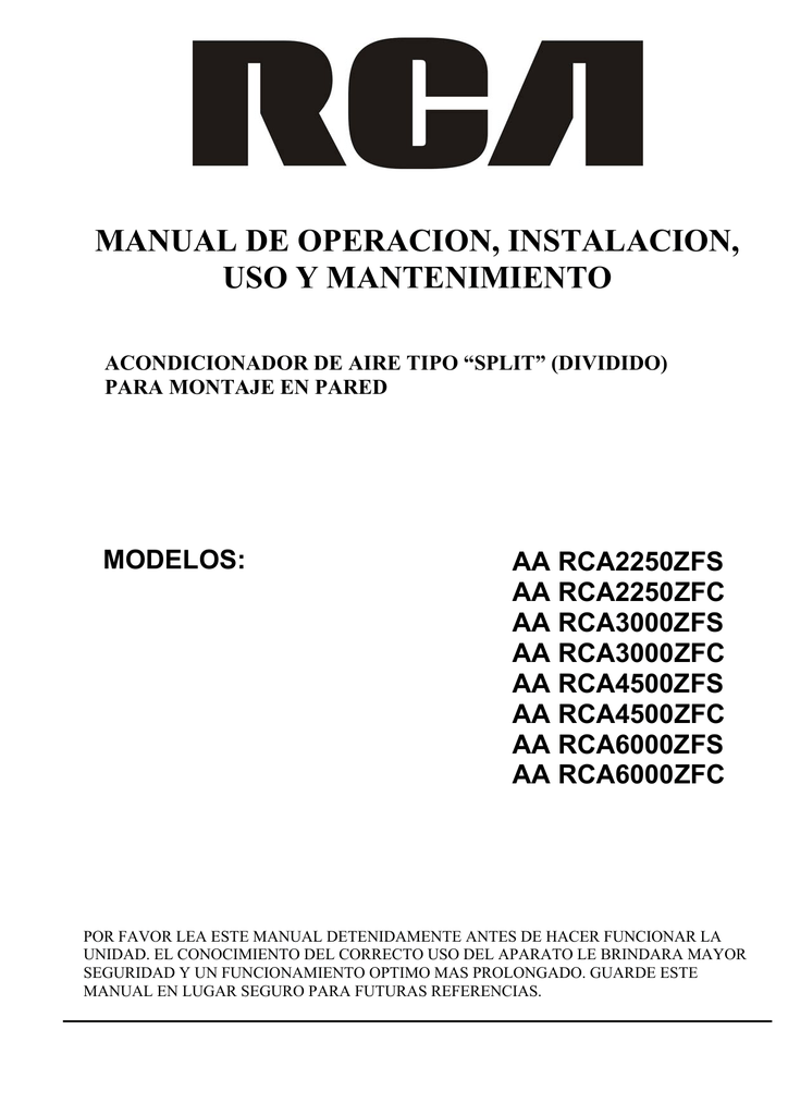 Manual De Operacion, Instalacion, Uso Y Mantenimiento