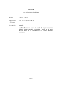 ANEXO II Lista de República Dominicana Sector: Todos los