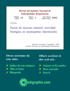 Factor de necrosis tumoral: Actividad biológica en neumopatías