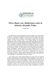Pierre Bayle y las «Reflexiones sobre la historia» del padre Feijoo