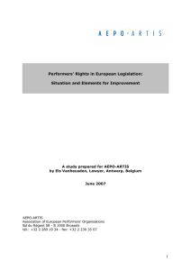 1 Performers` Rights in European Legislation: Situation - aepo