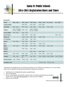 Santa Fe Public Schools 2014-2015 Registration Dates and Times