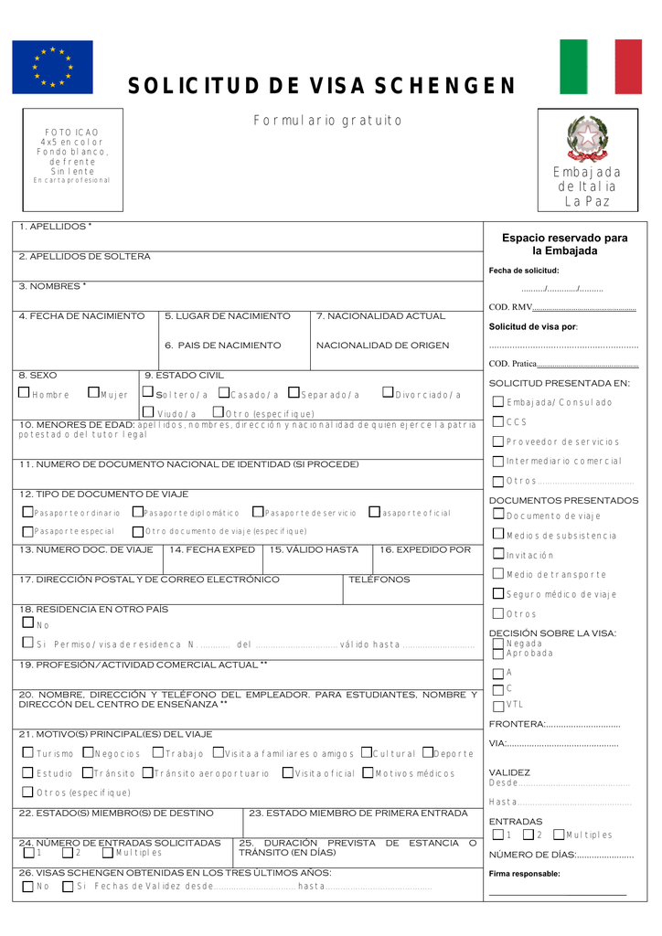 Solicitud De Visa Schengen