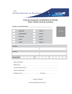 Page 1 0 001 Partido Nacional de Honduras Ficha de Inscripción de