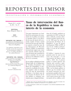 Tasas de intervención del Ban- co de la República vs tasas de