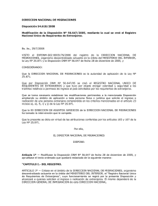 Disposición 54618/2008 - Dirección Nacional de Migraciones