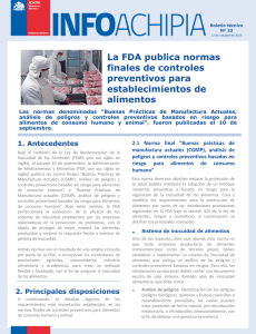 La FDA publica normas finales de controles preventivos