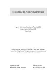 La Seguridad del Paciente en siete pasos.