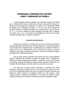 honorable congreso del estado libre y soberano de puebla