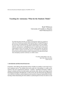 Teaching for Autonomy: What do the Students Think?