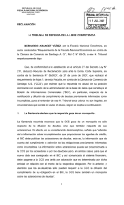 RECLAMACIÓN H. TRIBUNAL DE DEFENSA DE LA LIBRE
