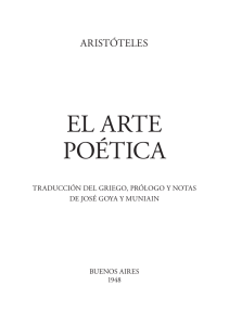El arte poética, Aristóteles, traducción de José Goya y Muniain (ed