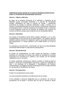 Ordenanza reguladora de ayudas económicas municipales para la